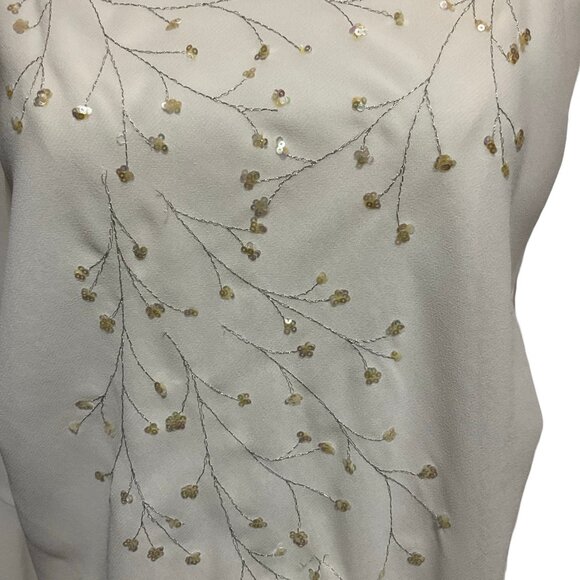 White Bell Sleeve Blouse w/ Sequin & Embroidered Details - Picture 3 of 4